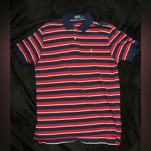 Vintage Red Green & Blue Striped Short Sleeve Polo Ralph Lauren Size Large Used